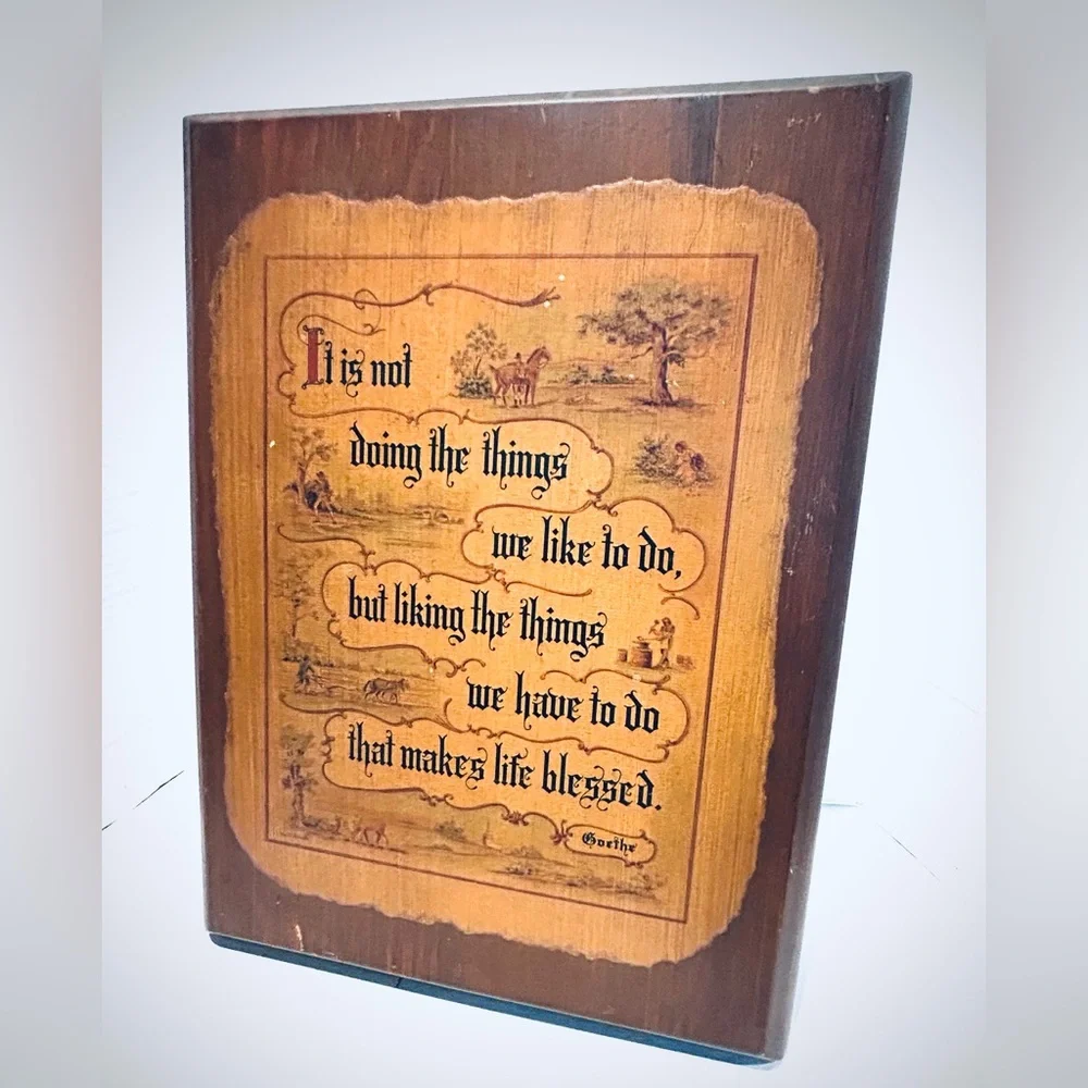 Vintage 1920s Decoupage on Wood Inspiration Blessings Cottagecore Grannycore
